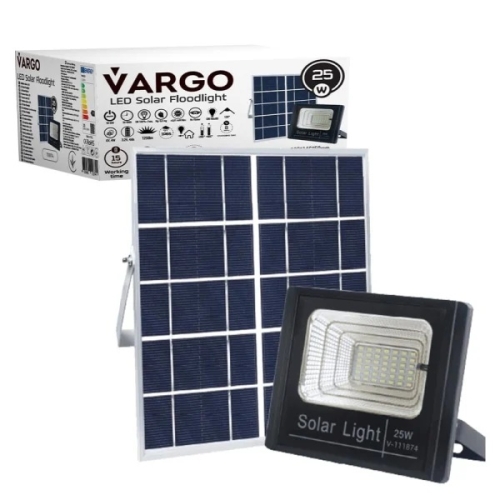 Proiector cu panou solar si telecomanda 25W 6500 K V-111874 VARGO