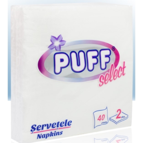 Servetele de masa albe 33x33 cm 40 buc, Puff Select
