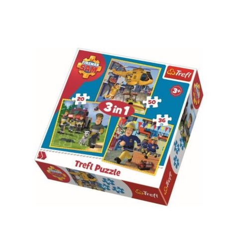 Puzzle 3in1 pompierul Sam, Trefl