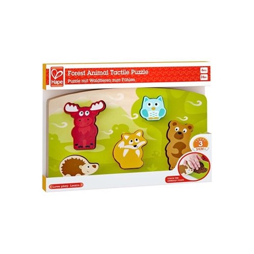 Puzzle tactil. Animalele din padure, 6 piese, HAPE