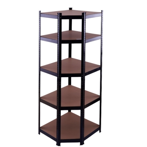 Raft de colț negru 70x45x150 cm pentru depozitare, ROTOR