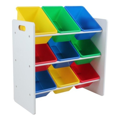 Raft depozitare jucarii cu 9 cosuri multicolore, U-Grow