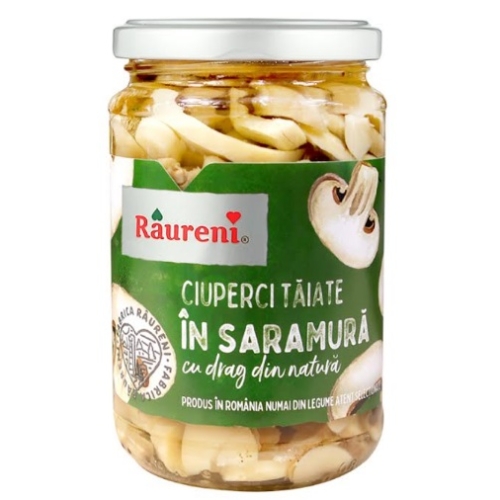 Ciuperci taiate in saramura, 290g, Raureni Conserve Raureni