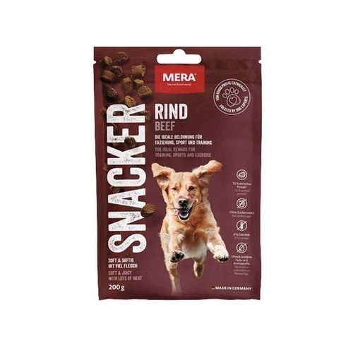 Recompense cu carne de vita pentru caini Snacker, 200 g, Mera