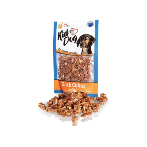 KidDog Recompense Pentru Caini, Mini Cuburi Din Carne De Rata Si Cod, 80 g, A04658