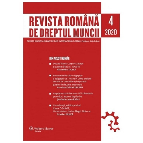Revista Romana de dreptul muncii nr. 4/2020