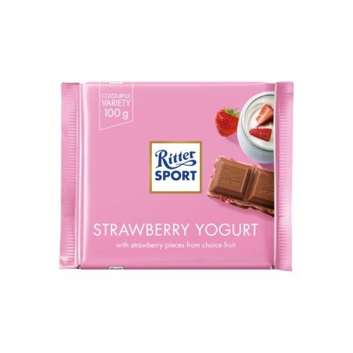 Ritter Sport Ciocolata cu iaurt si capsune, 100g