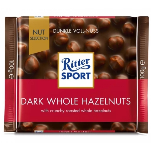 Ritter Sport Ciocolata neagra cu alune intregi, 100g