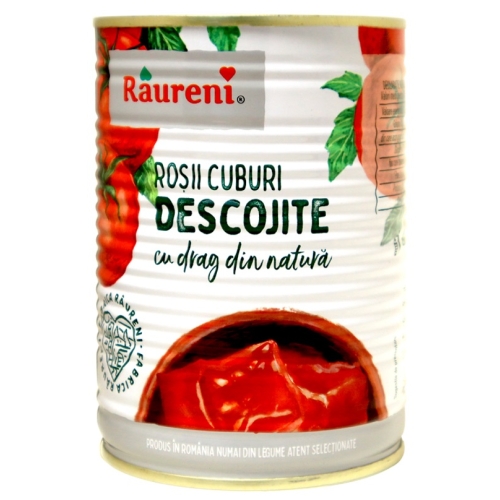 Rosii depelate cuburi, 380g, Raureni Conserve Raureni