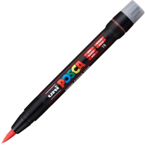 Marker pensula UNI Brush PCF-350 K rosu Posca