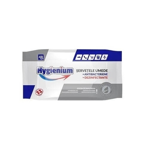 Hygienium Biocid Servetele umede dezinfectante maini 48 buc, avizat Ministerul Sanatatii