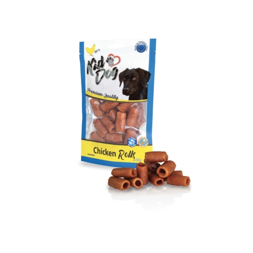 KidDog Recompense Pentru Caini, Rulouri De Pui, 80 g, A04504