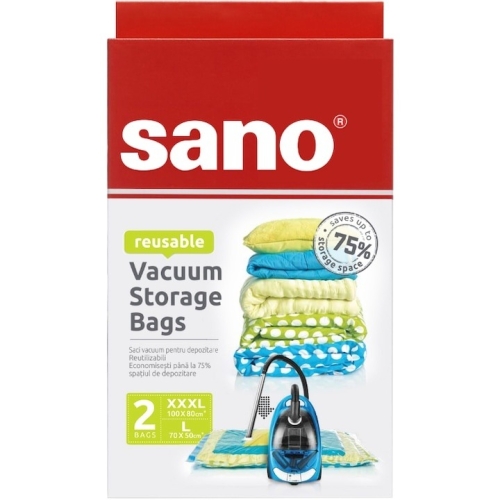 Saci vacuum pentru depozitare, 1 buc XXXL, 100x80 cm, & 1 buc L, 70x50 cm Sano