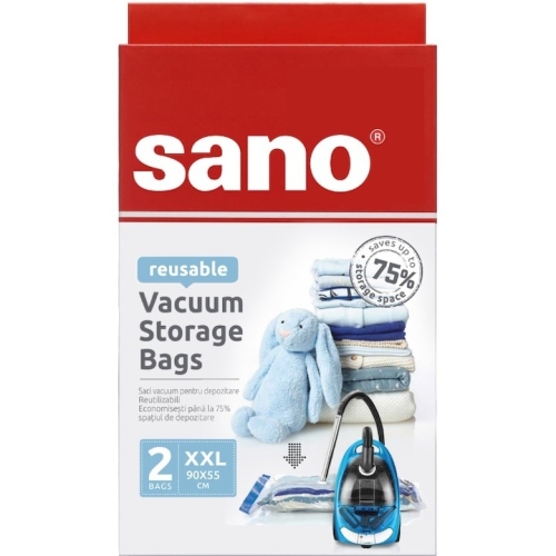 Saci vacuum pentru depozitare, XXL, 90x55 cm, 2 buc, Sano