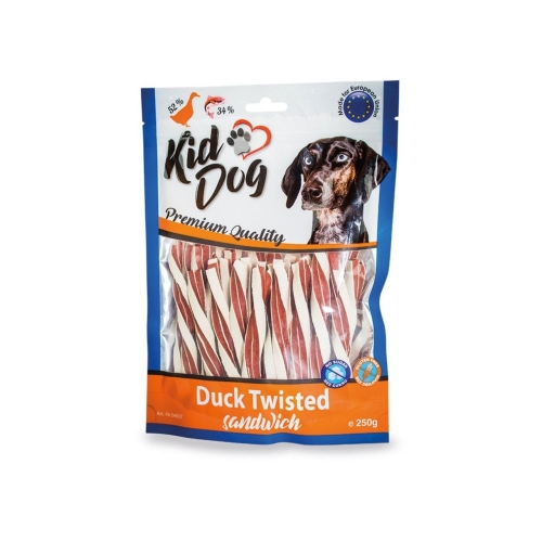 KidDog Recompense Pentru Caini, Sandwich De Rata Si Cod, Rasucit, 250 g, A04607