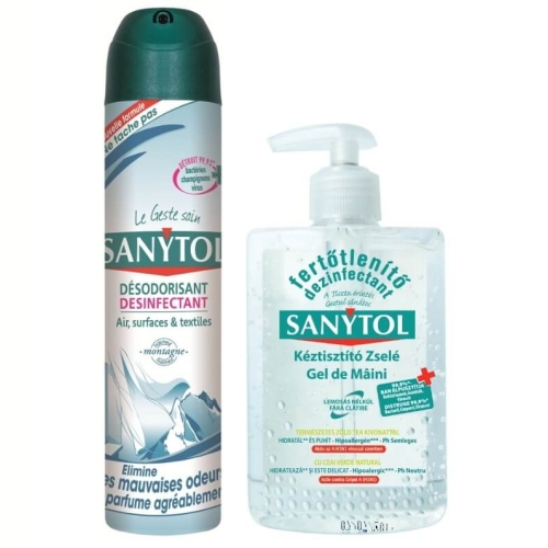 Sanytol Virucid Gel dezinfectant maini 250 ml, avizat Ministerul Sanatatii + Dezinfectant deodorizant fresh 300 ml 