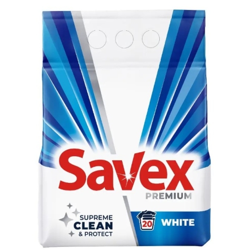 Detergent pudra pentru haine/rufe, White 20 spalari 2 Kg, Savex 