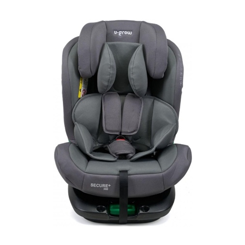 Scaun auto U-Grow Secure+ 40-150 cm, 360 grade, 4 pozitii de ajustare pe spate, 10 pozitii de ajustare a tetierei pe inaltime, gri, U-Grow