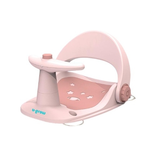Scaun baie bebe cu ghidon, spatar reglabil, roz pal, U-Grow