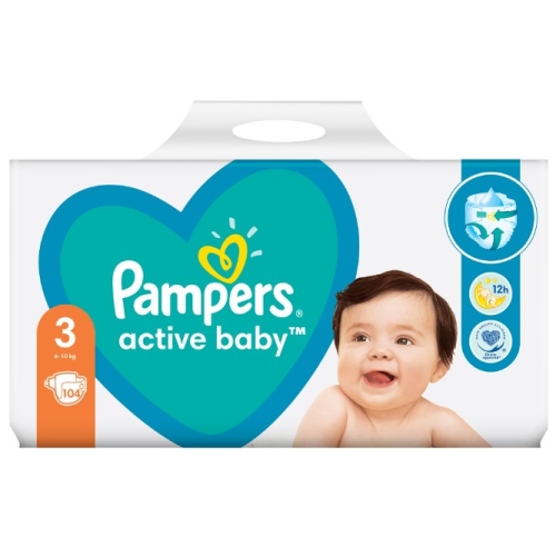 Scutece marimea 3 6-10 kg, 104 buc, Pampers - Active Baby