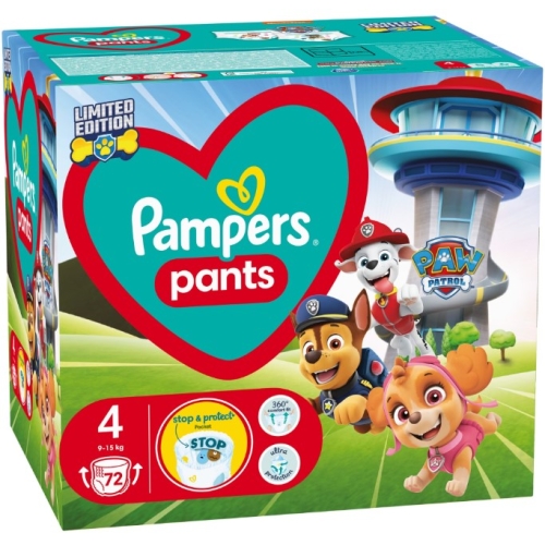 Scutece tip chilotel marimea 4 9-15 kg, 72 buc, Pampers - Pants Patrula Catelusilor