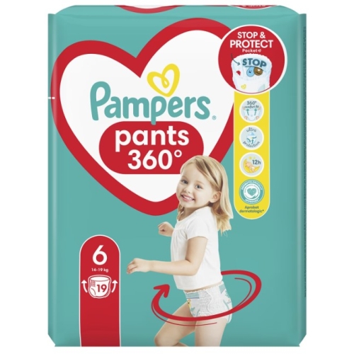 Scutece tip chilotel marimea 6 14-19 kg, 19 bucati, Pampers - Pants 360
