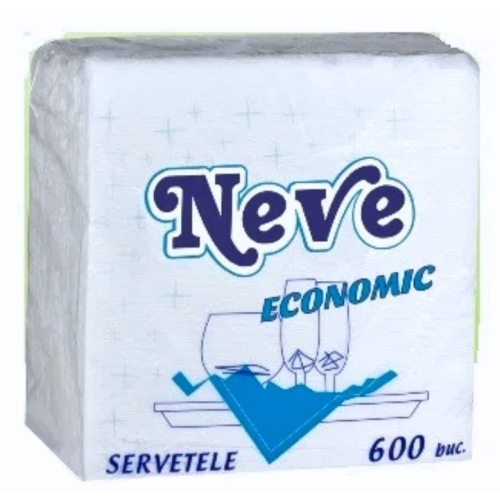 Servetele de masa albe 17.5x17.5 cm, 600 buc Economic, Neve