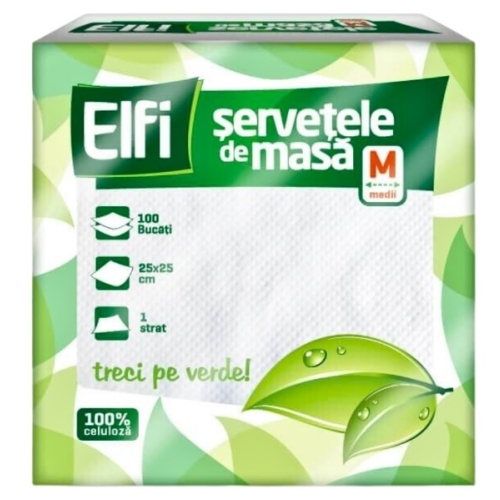 Elfi Servetele de masa albe 25x25, 100 bucpe grupdzc.ro✅. Descopera gama copleta de produse la oferte speciale✅!