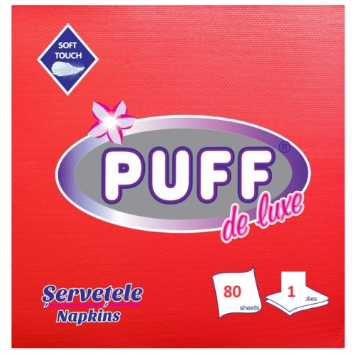 Servetele de masa rosu 33x33 cm 80 buc, Puff 