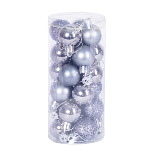 Prosper Set 24 Globulete gri deschis XMAS, diametru 3 cm, diferite modele
