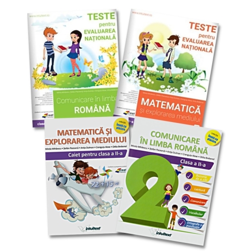 Set caiete Matematica si explorarea mediului, Comunicare in limba romana si Teste de Evaluare clasa a II-a