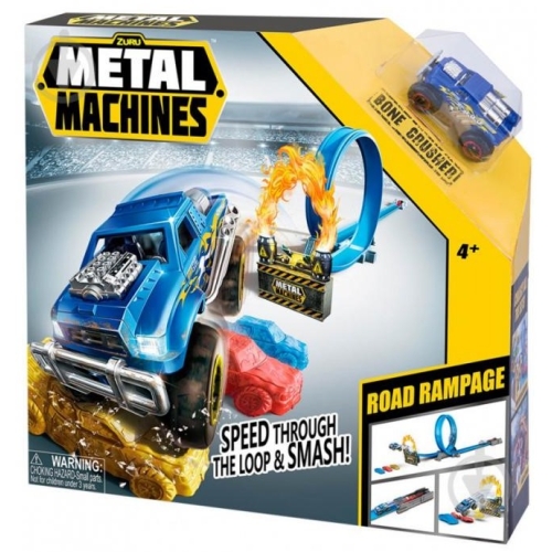 Set de joaca cu masinute si pista Metal Machines - Road Rampage