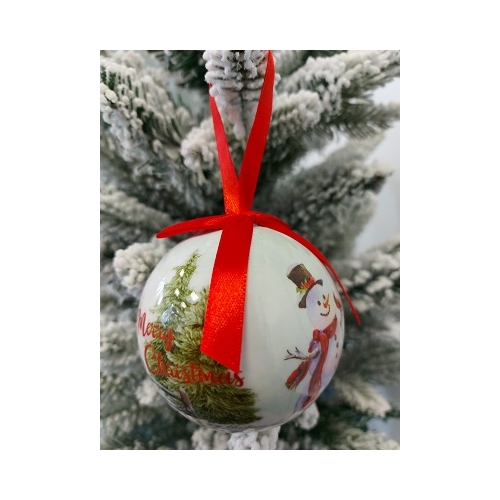 Set 12 globuri albe model Craciun color 8 cm
