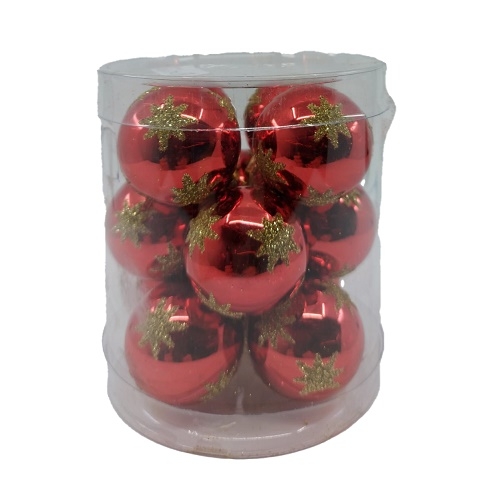 Set 12 globuri sticla rosu-auriu 3 cm Xmas, Prosper