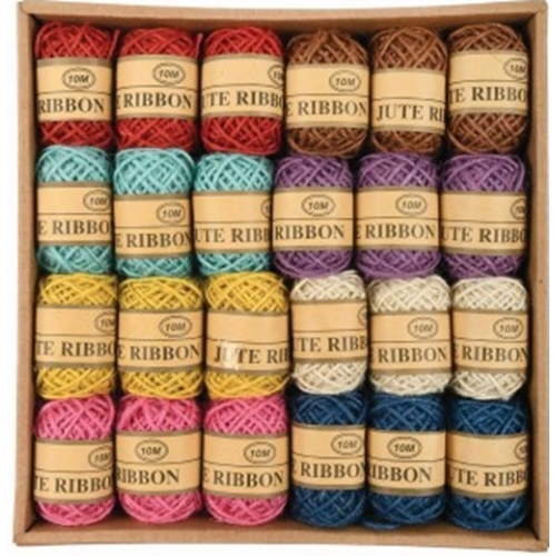 Ghem sfoara canepa, diverse culori, 10 m, 12 culori, set 24 buc, Colorarte, BC-JT006