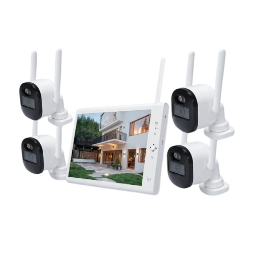 Sistem performant de supraveghere video ANNKE N44WEV+I41DM*4, NVR cu ecran 10 inch, 4 camere interior/exterior 5MP, Ultra HD/2k+, vedere nocturna IR, rezistent la intemperii