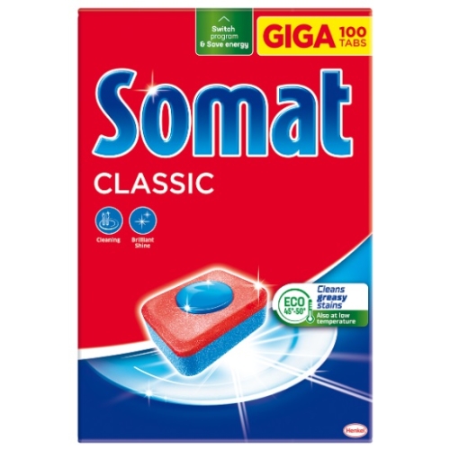 Detergent de vase tablete masina spalat, 100 buc, Somat	