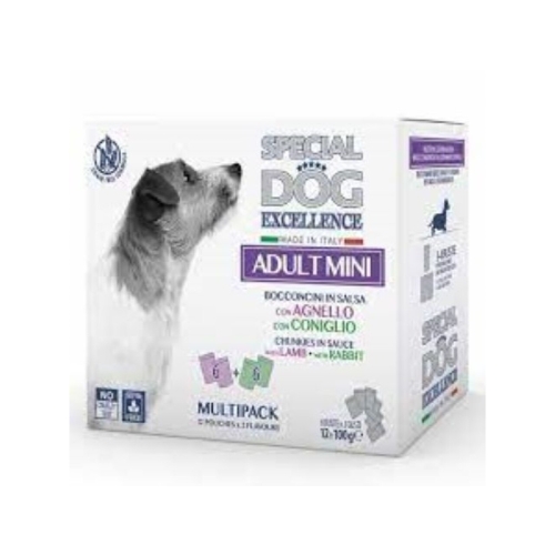 Monge Hrana Umeda Pentru Caini, Special Dog Excellence, Adult Mini, Miel/Iepure, 12x100 g
