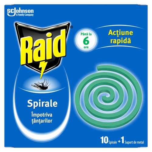 Spirale impotriva tantarilor cu suport din metal, 10 buc, Raid