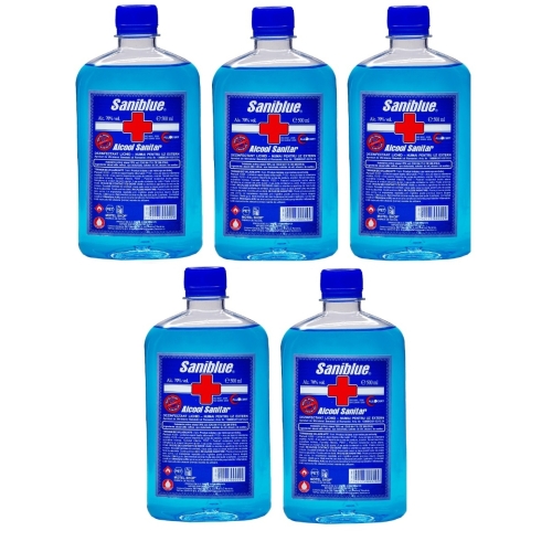 Pachet Saniblue spirt/alcool sanitar 70%, 500 ml x 5 buc