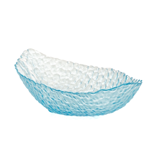 Farfurie ovala din sticla givrata, diverse culori, dimensiuni 250x135x70hmm