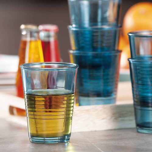 Set 6 pahare colorate, capacitate 250ml, diametru 80mm, inaltime 105mm