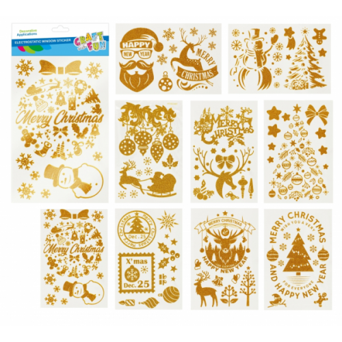 Abtibilduri Craciun, 21x38 cm, pentru ferestre, set 8 buc, Craft with Fun, 521595 / HTJD2307