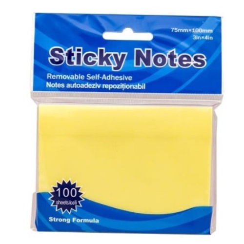 Notes adeziv Office Cover A04, 100 coli, 75x100mm, galben pastel, blister