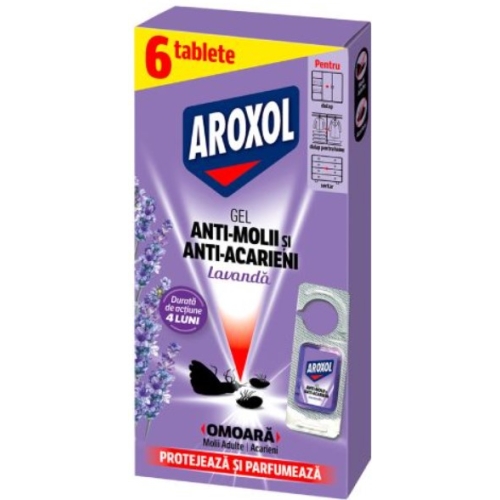 Tablete gel anti-molii si anti-acarieni cu parfum de lavanda, 6 buc, Aroxol