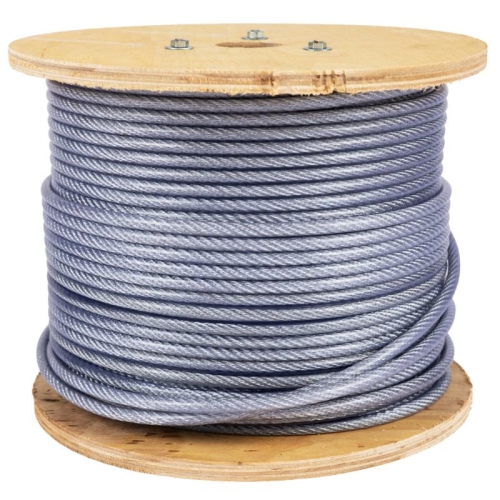 Tambur cablu otel zincat Micul Fermier, plastifiat, diametru 4-5.5mm, lungime 100m