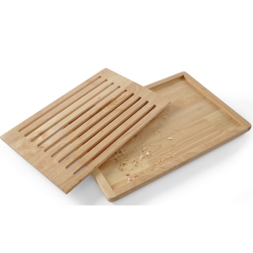 Tocator mare paine, 475x322 mm, din lemn cu gratar detasabil, cu 4 picioruse anti-alunecare, Hendi