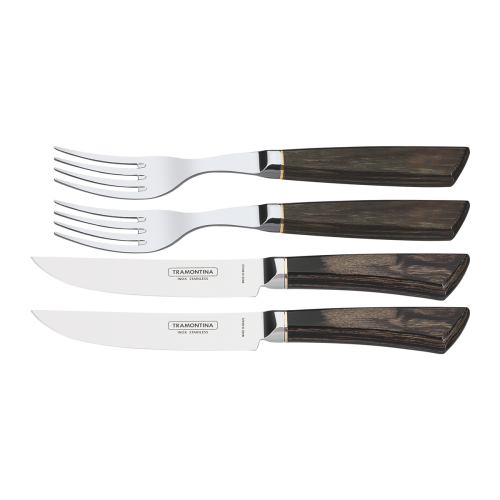 Set 2 furculite si 2 cutite pt friptura Churrasco in cutie de lemn