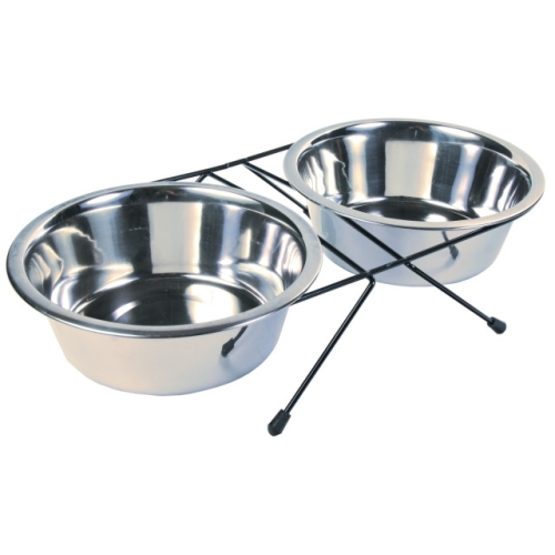 Trixie-Set-2-buc-Castron-Inox-In-Suport-1.8-l-20 cm