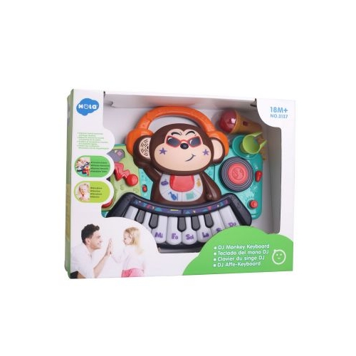 Pianina bebe maimutica dj cu lumini sunete si microfon, Hola